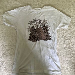 White leopard Christmas tree T-shirt